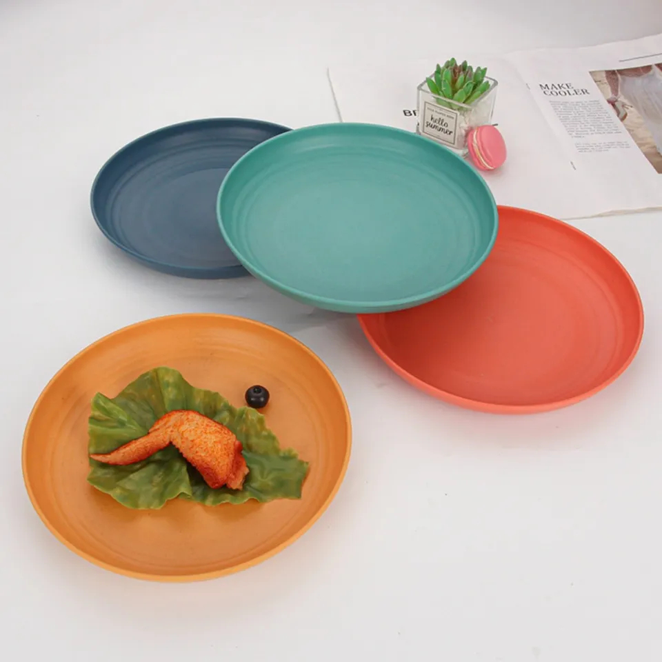 Round Wheat Straw Plates Eco Friendly Unbreakable Lightweight - Main Image