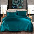 Sumptuous Slumber: 3-Piece Silk Fitted Sheet & Pillowcases for Cozy Nights. 