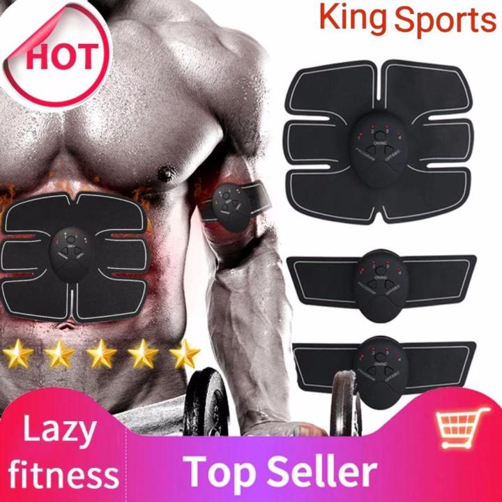 Abdominal Muscle Toner Rechargeable ABS Stimulator, Portable Wireless Muscle Trainer for Men Women,6 Modes with 10 Levels Intelligent EMS Home Office Fitness for Abdomen/Arm/Leg,10pcs Free Gel Pads.