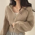 【Top Selling Item】 2023 Korean Style Casual Hooded Knitted Cardigan Laid-back Loose Elegant Zipper Sweater Jacket. 
