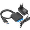 SATA to USB 3.0 Adapter Cable for 3.5/2.5 Inch SSD HDD SATA III Hard Drive Disk Converter Support UASP with 12V Power Adapter.