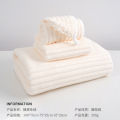 Household candy strip velvet coral velvet Gaoyang towel bath towel shower cap set thickened absorbent non-shedding three-piece set.