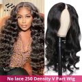 UNice Hair 250 Density Body Wave V Part Wig Human Hair Brazilian V Shape Glueless Wig Minimal Leave Out No Lace No Glue Wig. 