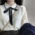 Preppy Style Sweater Women's Spring Autumn Winter Korean Style Loose Slimming Pullover Student Knitwear Coat Undershirt Top.