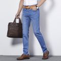 2019 Summer New Men blue/Light Jeans Business Casual Stretch Slim Denim Jeans Light Blue Trousers Male Brand Pants Plus Size. 