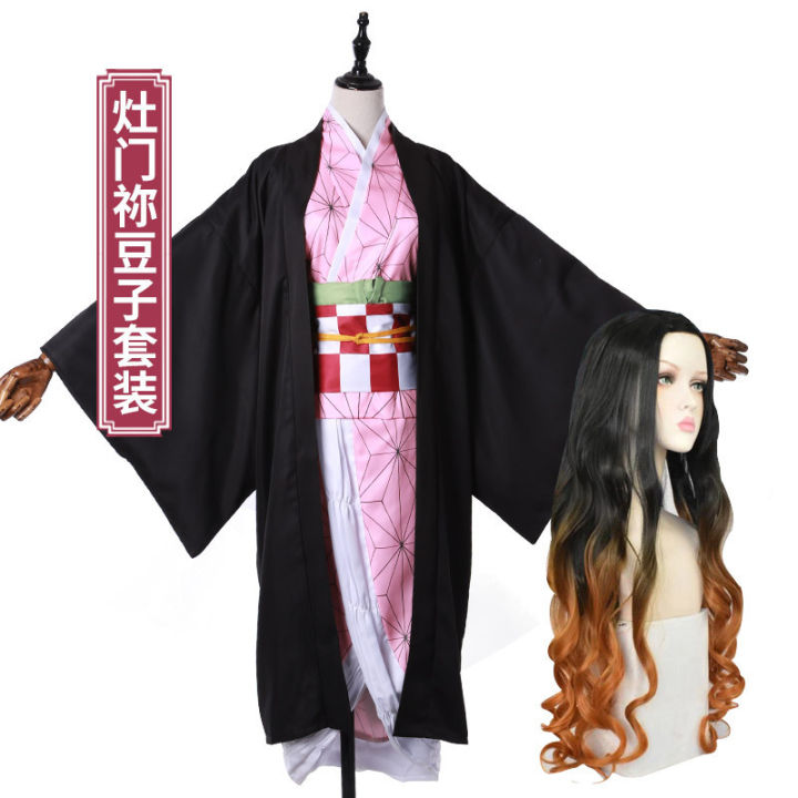 Anime Demon Slayer Kimetsu no Yaiba Cosplay Costume Nezuko Kamado Kimono Uniform Halloween Dresses
