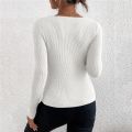WEIRDO Autumn Winter Women Solid Rib Knit V Neck Stripe Pull Sweater Femme Y2k Long Sleeve Pullover Jersey Tops Fashion Clothes.