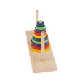 Tower of Hanoi Wooden Puzzle 10 Rings Geometric Stacker Kids Developmental Toy, 10 Colorful Pieces.