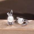 Elegant Premium Faux Pearl Earrings Fashion Studs Earrings Dangle Earrings Korean Style Pearl Rabbit Stud Earrings Wedding Party Ear Jewelry Accessories Girls.