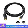 Adapter RT to HD playPo cable 4K 3MI compatible electric Mini DP to HD0Hz Mini Dis port video audio for PC, HDTV, projector, laptop.