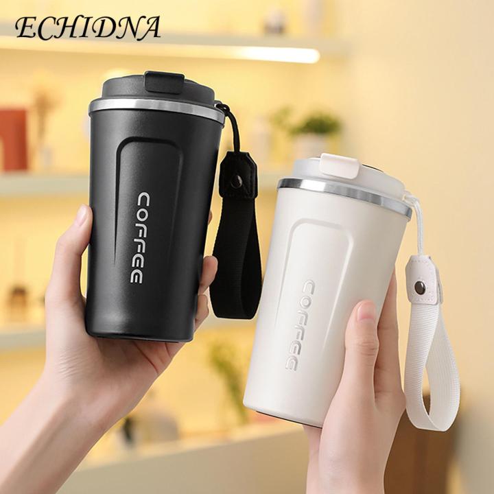 Eco-friendly Travel Coffee Mug 510ml Travel Coffee Mug Spill Proof Seal Lid Insulated Eco-friendly One-handed Drinking Stainless Steel Cup Straw Hole Design Coffee Mug