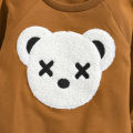 Emmababy-Children's Sweater Bear Embroidery Design Long-sleeved Round Neck Warm Breathable Tops Sweater. 