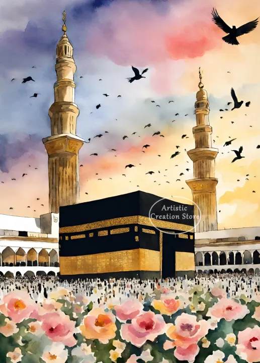 Masjid%20Nabawi%20Islamic%20Art%20Poster%20Watercolor%20Art%20Wall%20Canvas%20Painting%20Muslim%20Prints%20Living%20Room%20Mecca%20Art%20Picture%20Home%20Decor%20-%20Image%207