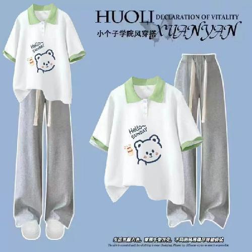 Summer%20Little%20Fresh%20Suit%20Girl%20Korean%20Loose%20Bear%20Polo%20Collar%20T%20T-shirt%20+%20Wide%20Leg%20Pants%20Two-Piece%20Suit%20Fashion%20-%20Image%205