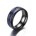 SHOUMAN Black 8mm Wheel Shape Luxury Blue Zircon Titanium Steel Wedding Band Ring for Men Women Lover Wedding Charm Jewelry BruberryBe.