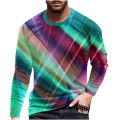 3D Print T Shirt For Men Striped Pattern Sweatshirt Casual Long Sleeve Male Oversized Breathable Clothes Leisure Comfortable Top. 
