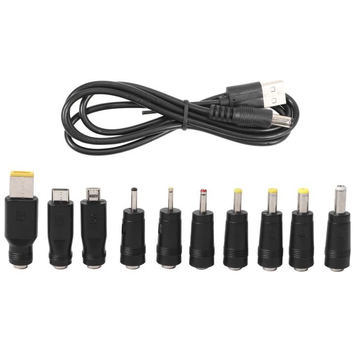 DC Power Cord USB to 5.5X2.1 Multifunctional Dc Interchangeable Plug