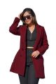 Women Jacket Stylish Fall Winter Women's Overcoat Trendy Solid Color Turn-down Collar Long Sleeve Cardigan with Belted Button Closure Mid Length Loose Lady Coat. 