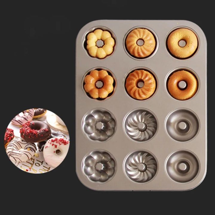 Becker round 3 flowers even donut 12 even heart-shaped flower cake home oven non-stick golden baking pan mold