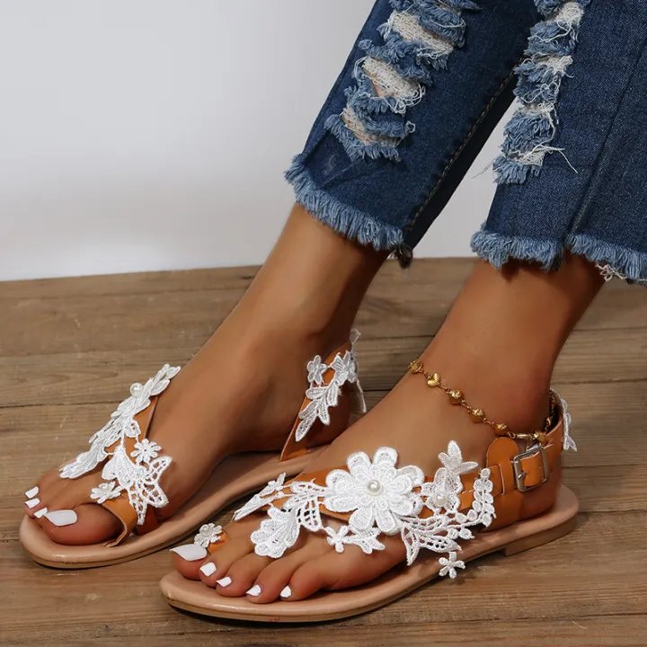 Foreign%20trade%20cross-border%202022%20summer%20bohemian%20flowers%20buckle%20sandals%20women's%20flat%20toe%20sandals%20wish%20-%20Image%206
