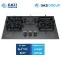 Gazi Smiss GH-8301M Three-Burner Gas Stove –Energy Saving, Marvel Top, Auto Ignition, Brass Burner Cap, Blue Flame, NG/LPG Gas Compatible.. 