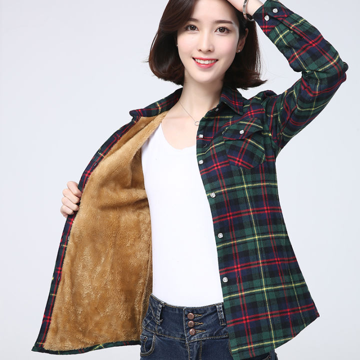 2023%20Winter%20New%20Plus%20Thick%20Women's%20Warm%20Plaid%20Shirt%20Coat%20Lady%20Casual%20Fleece%20Velvet%20Jacket%20Tops%20Hot%20Women%20Clothes%20Outerwear%20-%20Image%205