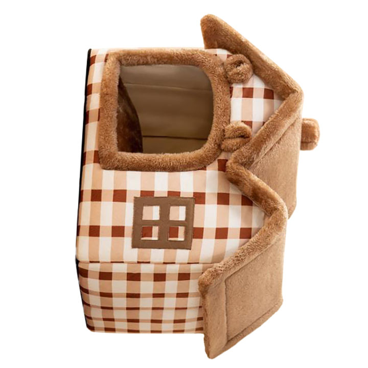 Cat House Multipurpose Warm Comfortable Closed Design Plush Dog Pet Cave Bed for Winter M (Weight: Within 5kg/11.0lb)