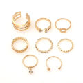 8Pcs/Set Exquisite Simple Crystal Geometric Ring Set Women Personality Hip-Hop Rock Finger Rings Party Jewelry Accessories. 