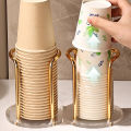 Luxury Gold Disposable Paper Cup Storage Holder Water Tea Cups Dispenser Rack Shelf With Longer Stick Coffee Mug Display Stand. 