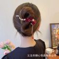 Trendy Ancient style plum blossom twist clip one-line clip female back of the head summer temperament hairpin exquisite high-end headdress hair accessories. 