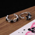 1/2Pcs Fashion Color Blocking Star Rings Imitation Opal Stone Ring Y2k Girls Women Personality Punk Ring Trendy Jewelry Gifts. 