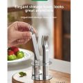 Creative Stainless Steel Fruit Fork Set with Stand Modern Cake Fork Three Toothed Portable Dessert Fork Cake. 