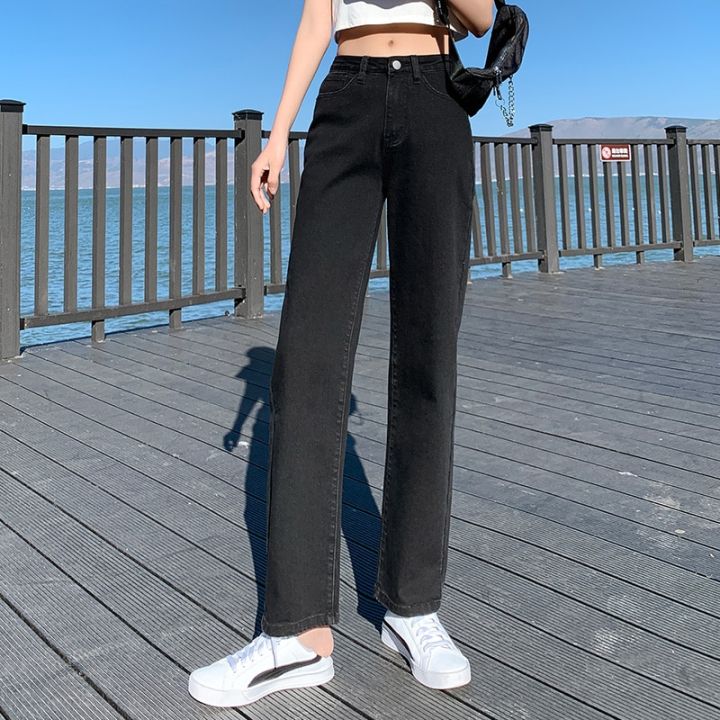New%20Clothes%204XL%205XL%20Mom%20Straight%20High%20Waist%20Jeans%20Women%20Classic%20Beige%20Black%20Kan%20Denim%20Pants%20Brand%20Pure%20Color%20Cowboy%20Trousers%20-%20Image%202
