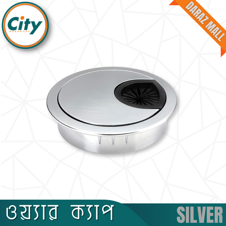 Computer Desk Table Cable Hole Cover Silver Coted Ware Cap Desk Grommet