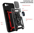 For iPhone 7 Phone Case, iPhone 8 Phone Case, iPhone SE 2020 Phone Case, Military-Grade Push Window Cover Ring Stand Hard Anti-Fall Casing. 
