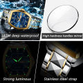 POEDAGAR Luxury Stainless Steel Watches for Man Luminous Waterproof Date Week Men Watch Tonneau Case Men's Quartz Watches. 