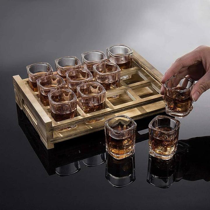 Heavy Base Square Shot Small Glass Set of 12 ,welcome Drink Tequila Shot Glasses, 60 ML Crystal Glass Transparent -12 pcs