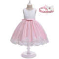 New Girl's Long Bow Lace for Big Evening Kids Dress.