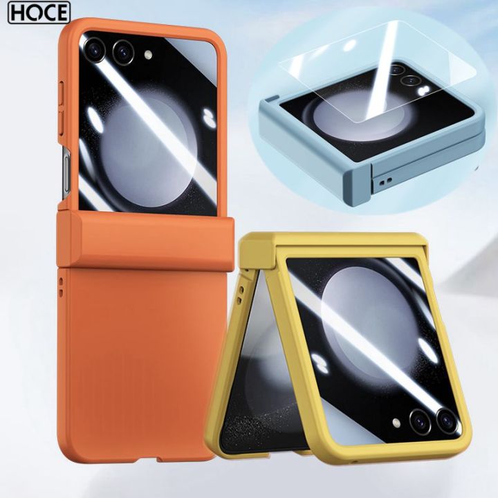 HOCE For ZFlip5 3in1 Hinge Full Screen Film Phone Case for Samsung Galaxy Z Flip 6 Z Flip 5 5G flip5 Cases Shockproof Protection Cover Casing