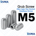 M5 Grub Screw Stainless Steel Flat Point. 