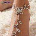 Beach Anklet Fine Workmanship Leaves Shape Ankle Bracelet with Toe Ring. 