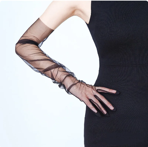 70cm Women Lace Gloves Mesh Tulle Gloves Lady Summer Sunscreen Mittens For Driving Long Gloves Tulle Elbow Wedding Party Bride Dress Glove