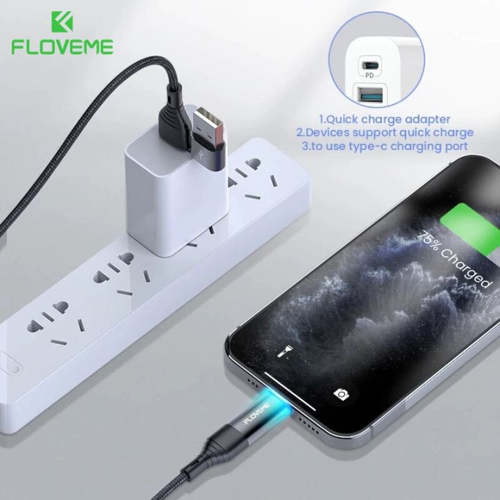 FLOVEME%204%20in%201%20Fast%20Charging%203A%20High%20Current%20Nylon%20Braided%20Cable%20For%20iPhone%20iPad%20Type%20C%20Charge%20Type-C%20To%20iPhone%20&%20Type-C%20To%20Type-C%20&%20USB%20A%20To%20Type-C%20&%20USB%20A%20To%20iPhone%20-%20Image%204