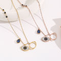 Best Selling Fashion Jewelry Non Tarnish Zirconia Devil Eyes Pendant Necklace Stainless Steel Rose Gold Plated Blue Eye Necklace. 