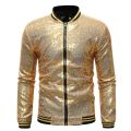 Shiny Sequins Sparkle Bomber Jacket Men 2023 Newest Gold Glitter Striped Zipper Mens Jackets And Coats Party Dance Show Clothes. 