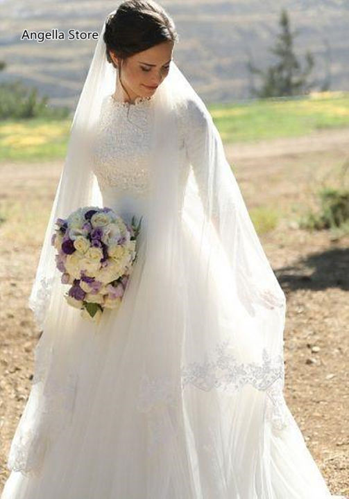 Modest Muslim Wedding Dress High Collar Bridal