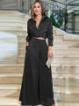 Drauuing 2 Pieces Sets Women Shirts Top And Wide Leg Pant Outfits Women Blouse Sets Women Crop Top And Pant 2 Pieces Sets.