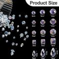 300pcs Mixed Sizes Crystal Rondelle Light AB Gems Loose Beads Clear Crystal Glass Crafts Shiny Jewelry DIY Necklace Kit.