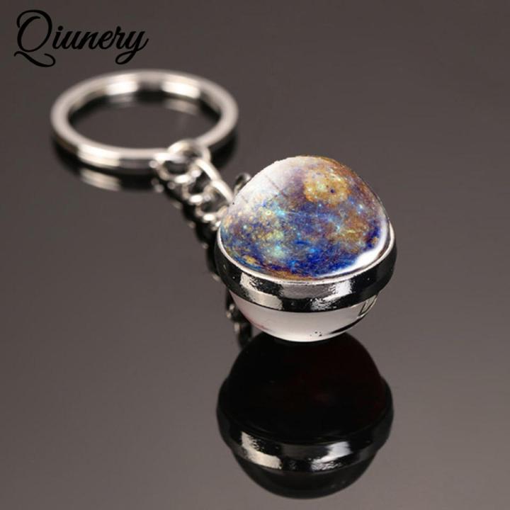 Key Chain Pendant Double-sided Universe Galaxy Planet Glass