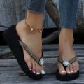 Shiny Crystal Platform Flip Flops Women 2024 Summer Outdoor Wedges Slippers Woman Plus Size 42 Light Walking Sandals Woman Slide. 